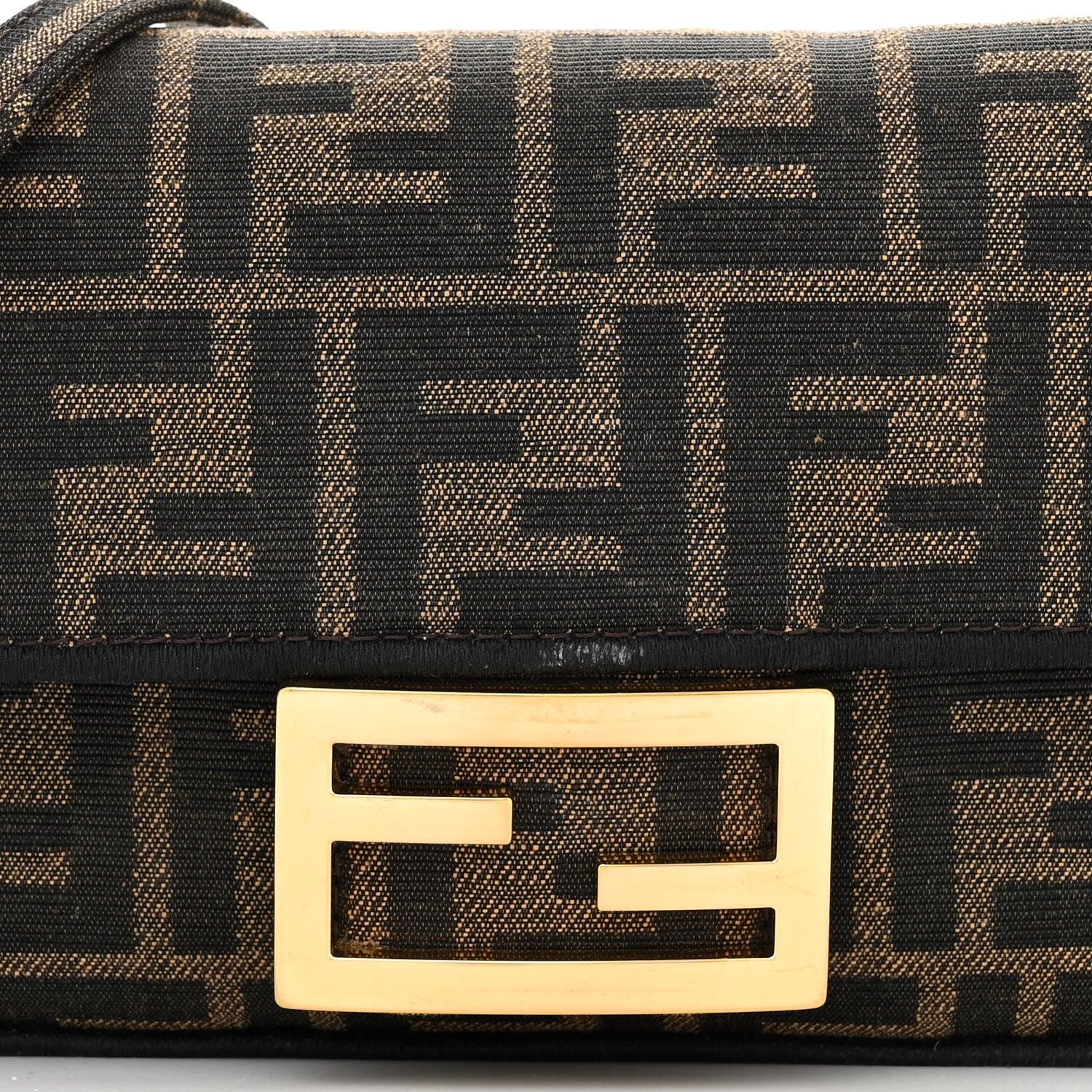 Fendi Fabric Jacquard FF 1974 Mini Baguette Tobacco Moro Black 8 of 12
