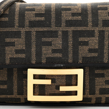 Fendi Fabric Jacquard FF 1974 Mini Baguette Tobacco Moro Black 8 of 12