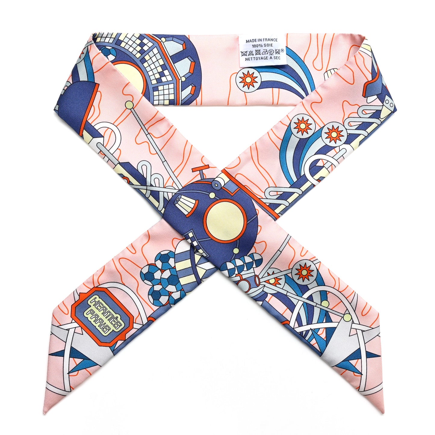 Silk Odyssey Twilly Rose Pale Bleu Jaune Soufre
