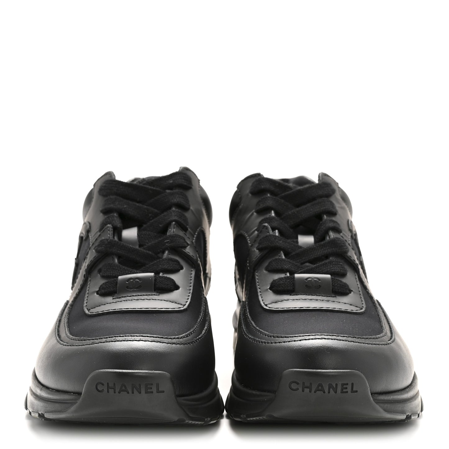 Fabric Calfskin Suede Mens CC Uniform Sneakers 41 Black