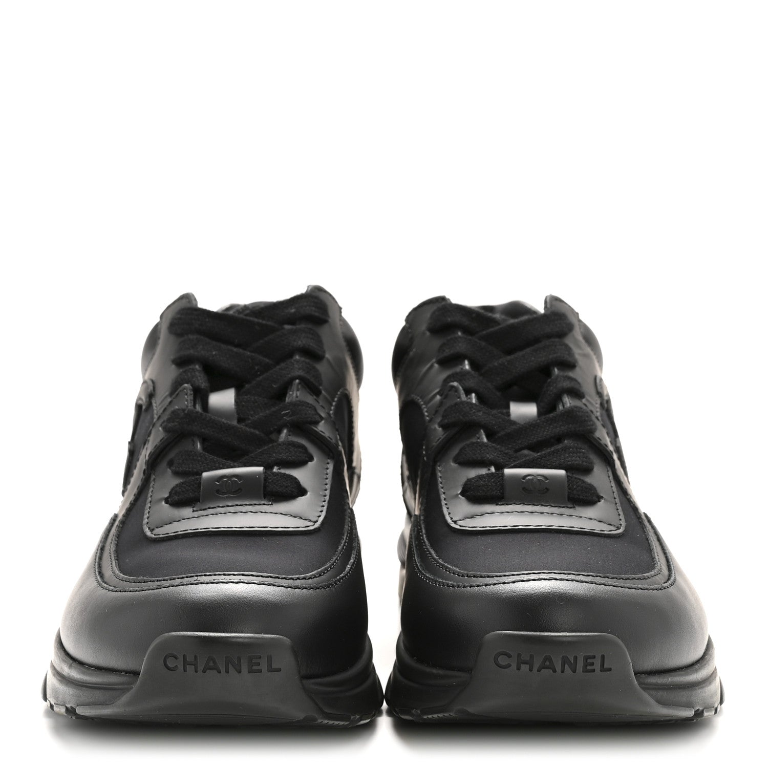Chanel Fabric Calfskin Suede Mens CC Uniform Sneakers 41 Black 3 of 9