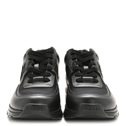 Chanel Fabric Calfskin Suede Mens CC Uniform Sneakers 41 Black 3 of 9