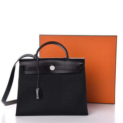 Hermes Military Toile Vache Hunter Herbag Zip PM 31 Black 10 of 10