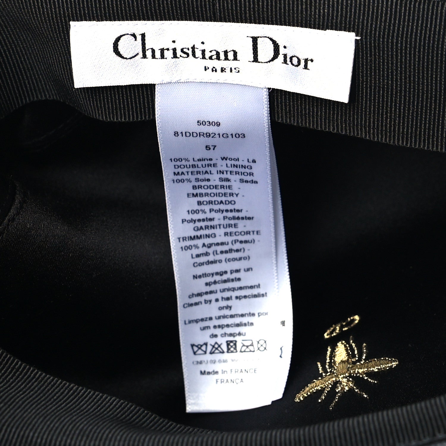 Christian Dior Wool Arty Beret Cap 57 Black 8 of 8