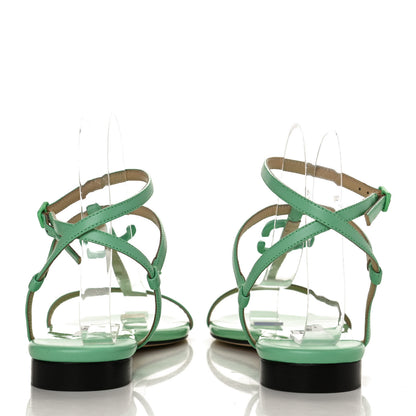 Jimmy Choo Nappa Patent Alodie Flat Sandals 39 Miami Mint 6 of 12