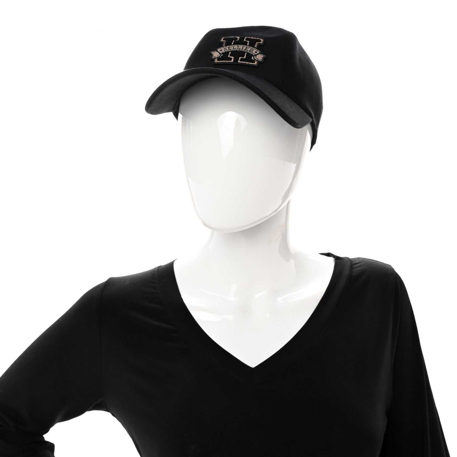 Hermes Cotton Davis H Sellier Cap 56 Black 2 of 9