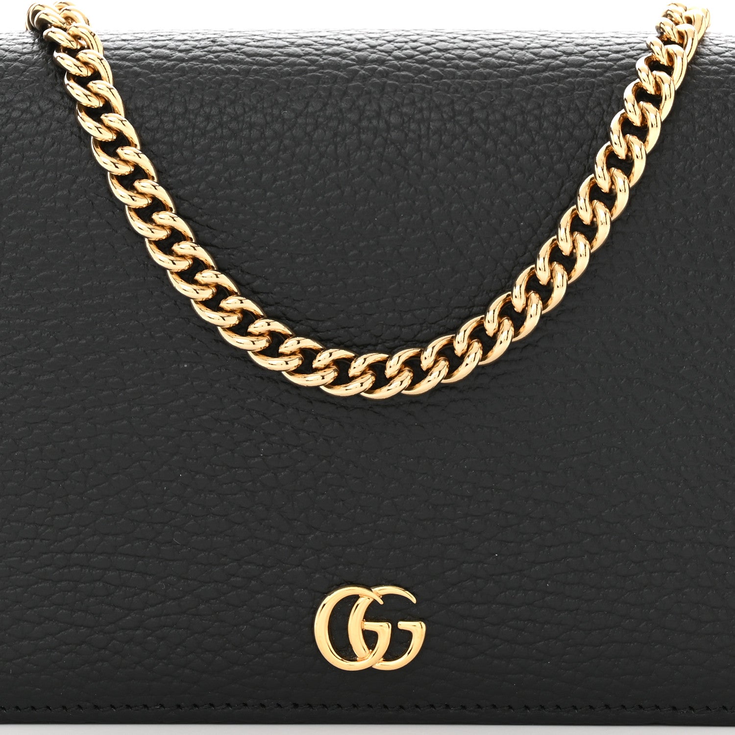 Gucci Calfskin Mini GG Marmont Chain Wallet Black 7 of 9