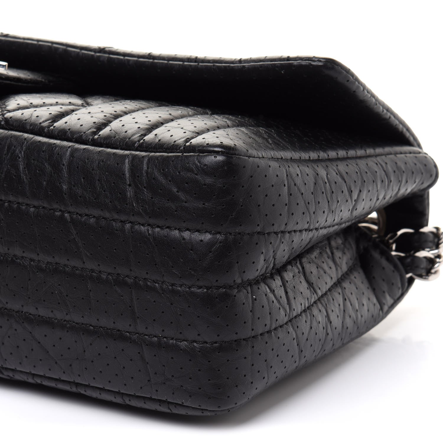 Chanel Aged Calfskin Perforated Flap Black 9 of 10