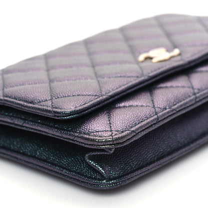 Chanel Iridescent Caviar Quilted Wallet on Chain WOC Dark Blue 10 of 13
