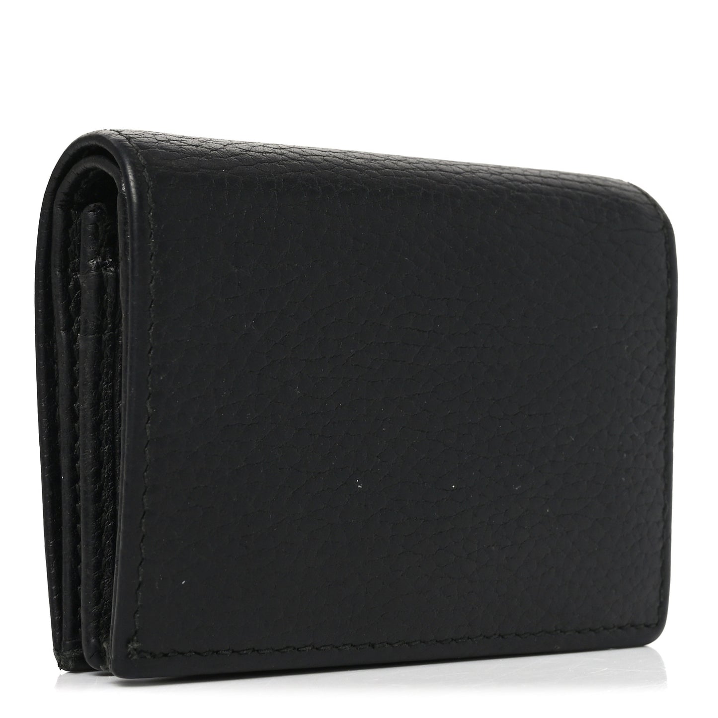 Pebbled Calfskin Butterfly Card Case Black