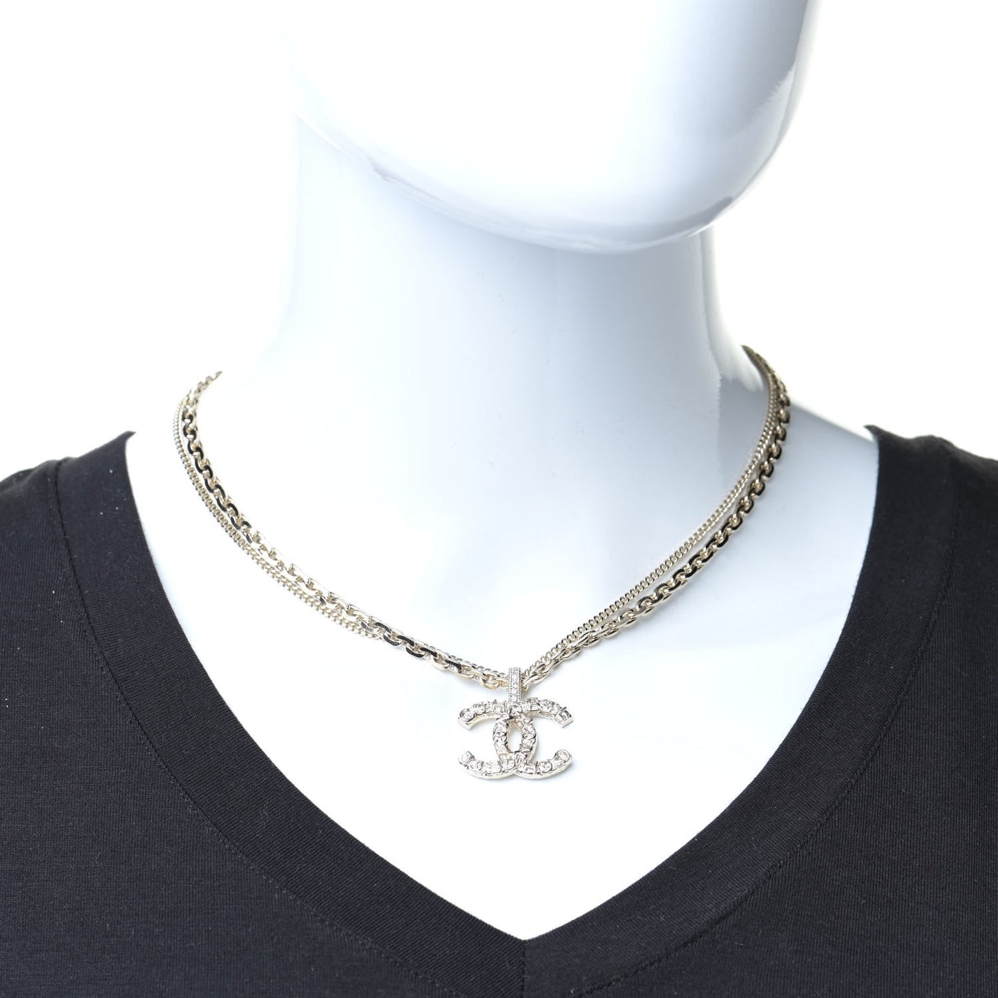 Crystal CC Multi Strand Chain Necklace Gold