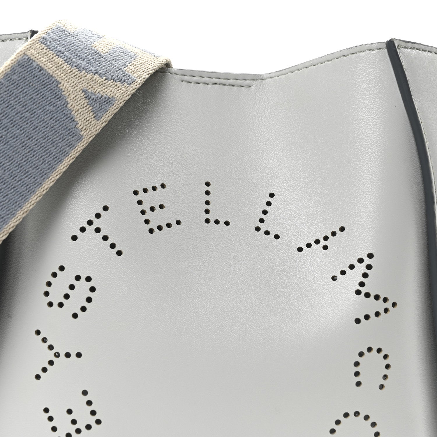 Stella McCartney Eco Alter Nappa Perforated Logo Mini Crossbody Light Blue 7 of 9