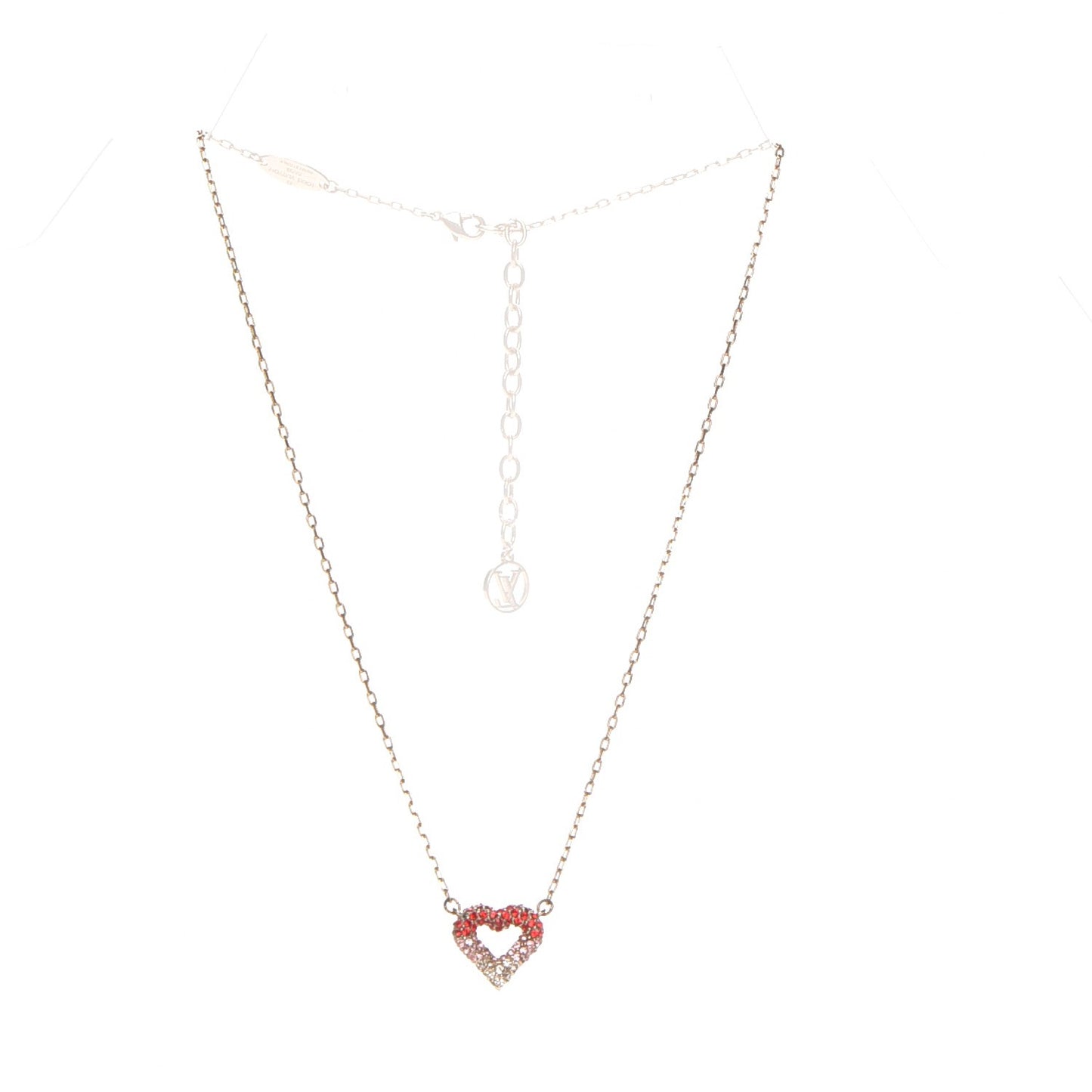 Swarovski LV and V Heart Strass Necklace Rose Gold