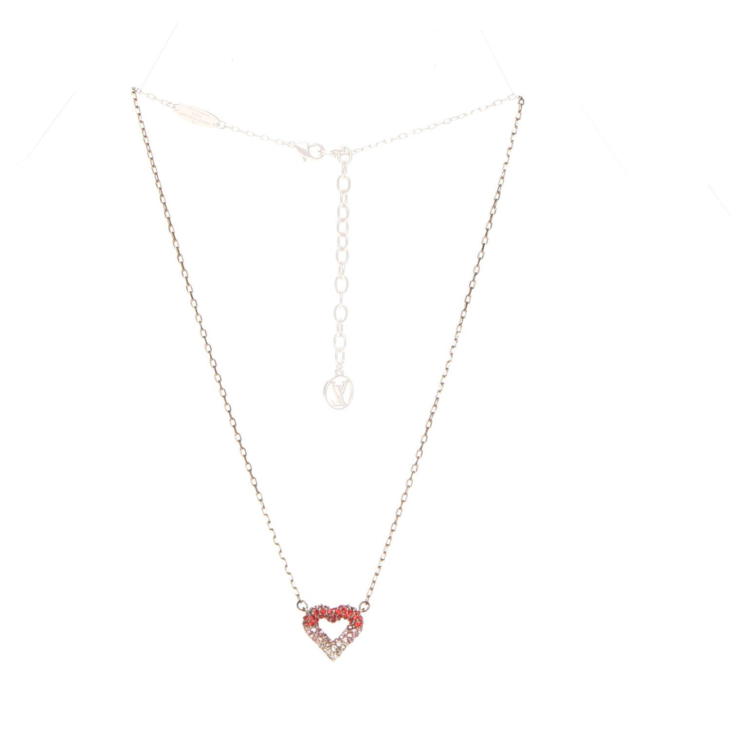 Louis Vuitton Swarovski LV and V Heart Strass Necklace Rose Gold 3 of 6
