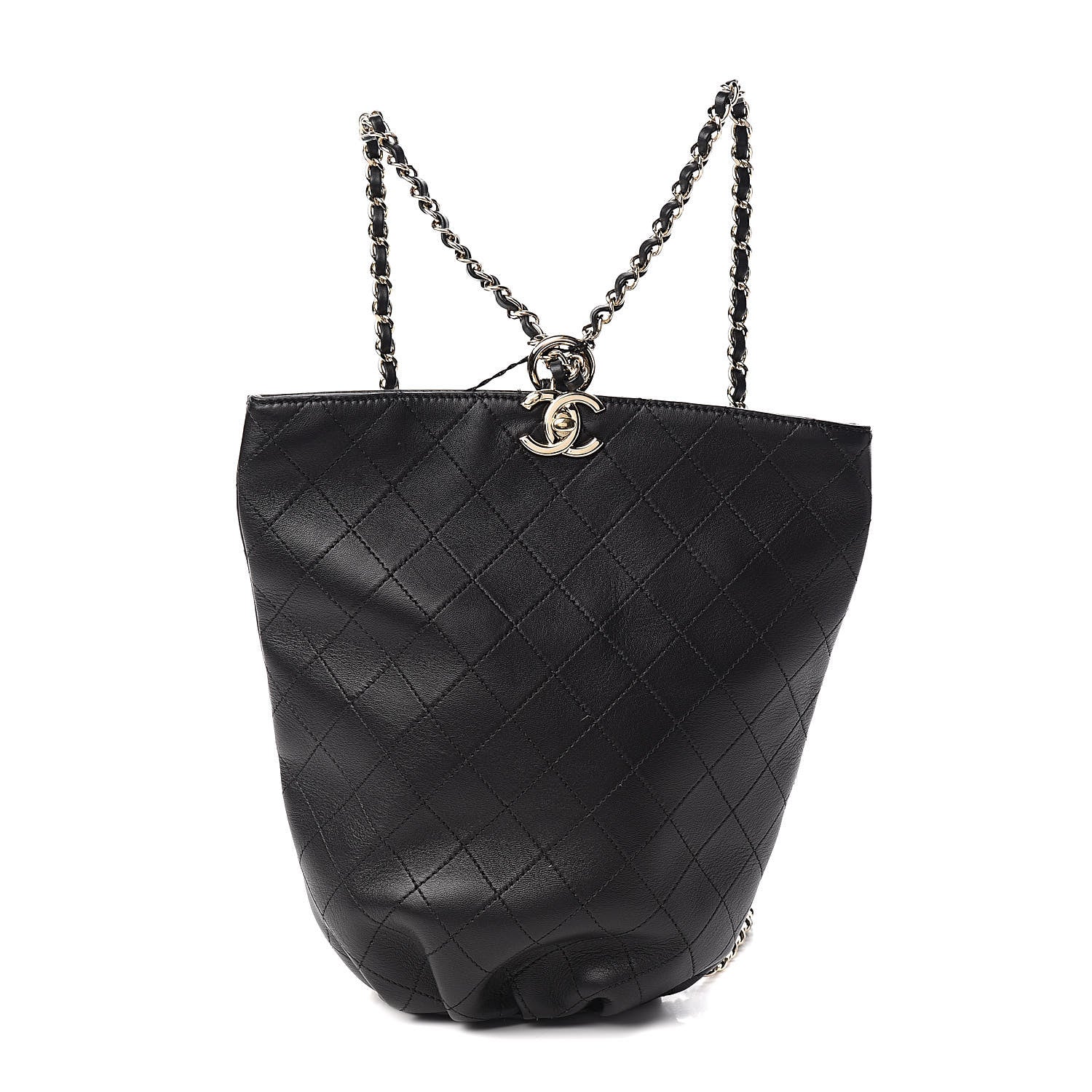 Chanel Lambskin Stitched CC Chain Backpack Black 1 of 9