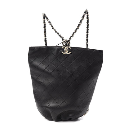 Chanel Lambskin Stitched CC Chain Backpack Black 1 of 9