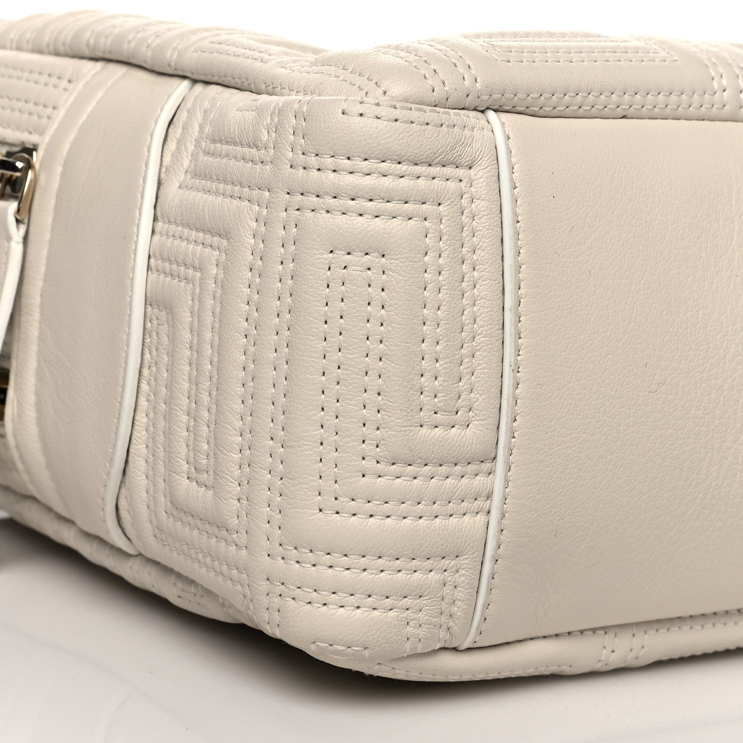 Versace Calfskin Icon Quilted Shoulder Bag White 8 of 10