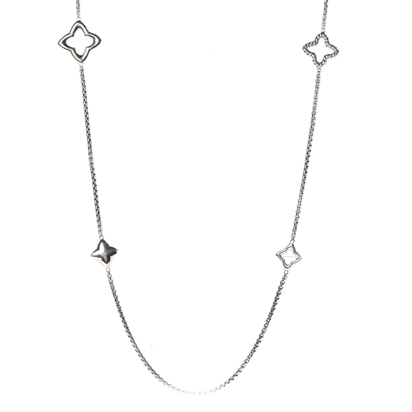 Sterling Silver 25mm Quatrefoil Chain Necklace