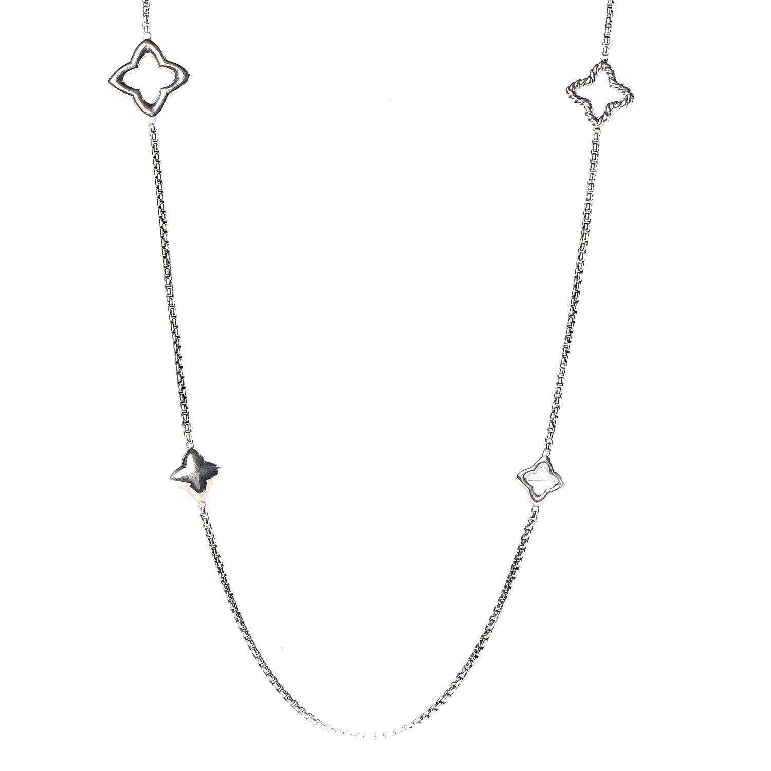 David Yurman Sterling Silver 25mm Quatrefoil Chain Necklace 1 of 5
