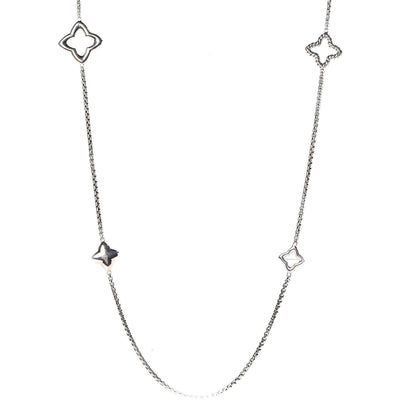 David Yurman Sterling Silver 25mm Quatrefoil Chain Necklace 1 of 5