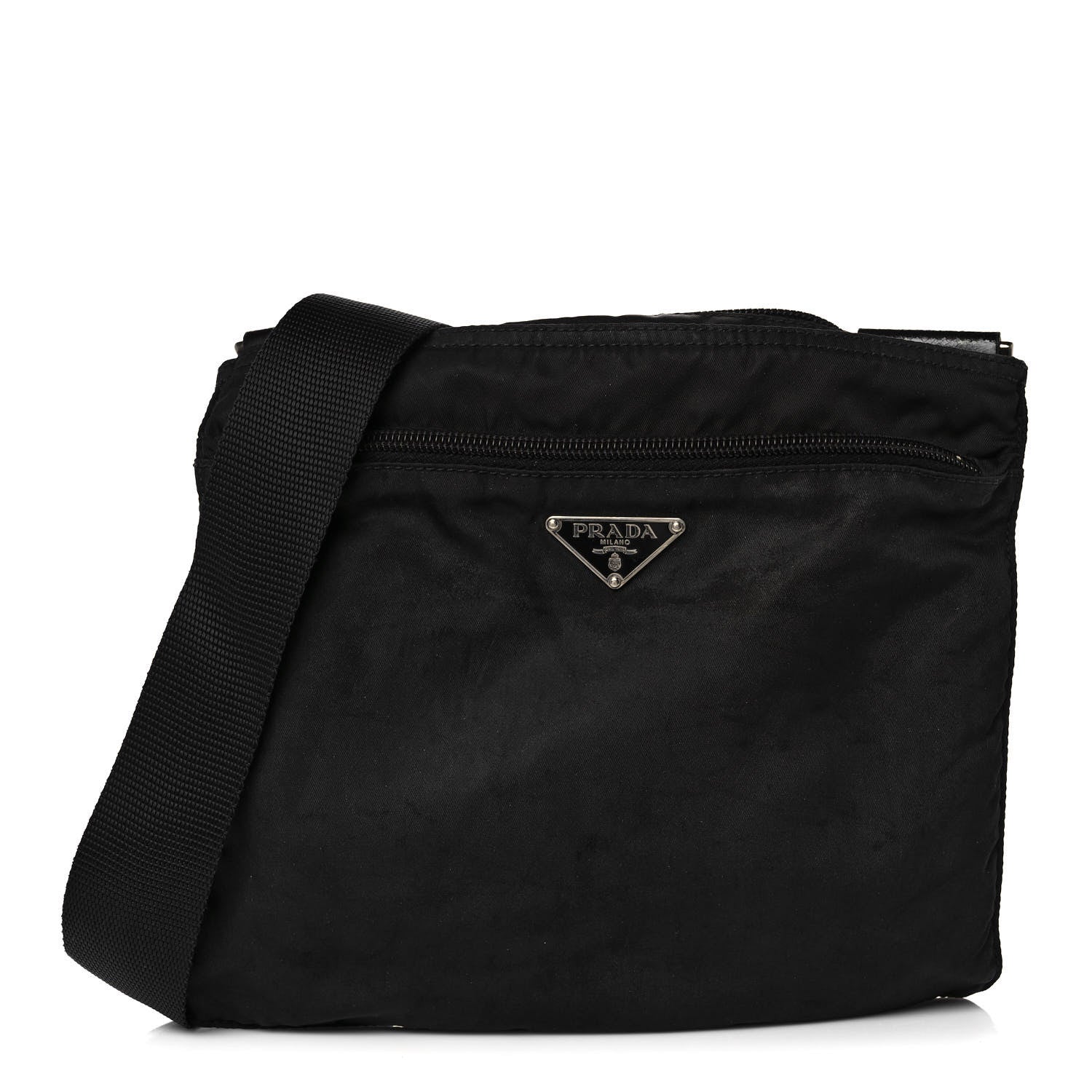 Prada Tessuto Nylon Saffiano Flat Messenger Bag Black 1 of 11