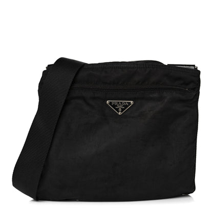 Prada Tessuto Nylon Saffiano Flat Messenger Bag Black 1 of 11