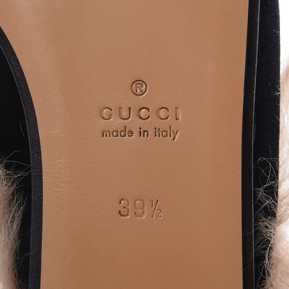 Gucci Velvet Fur Womens Princetown Slippers 39.5 Black 6 of 9