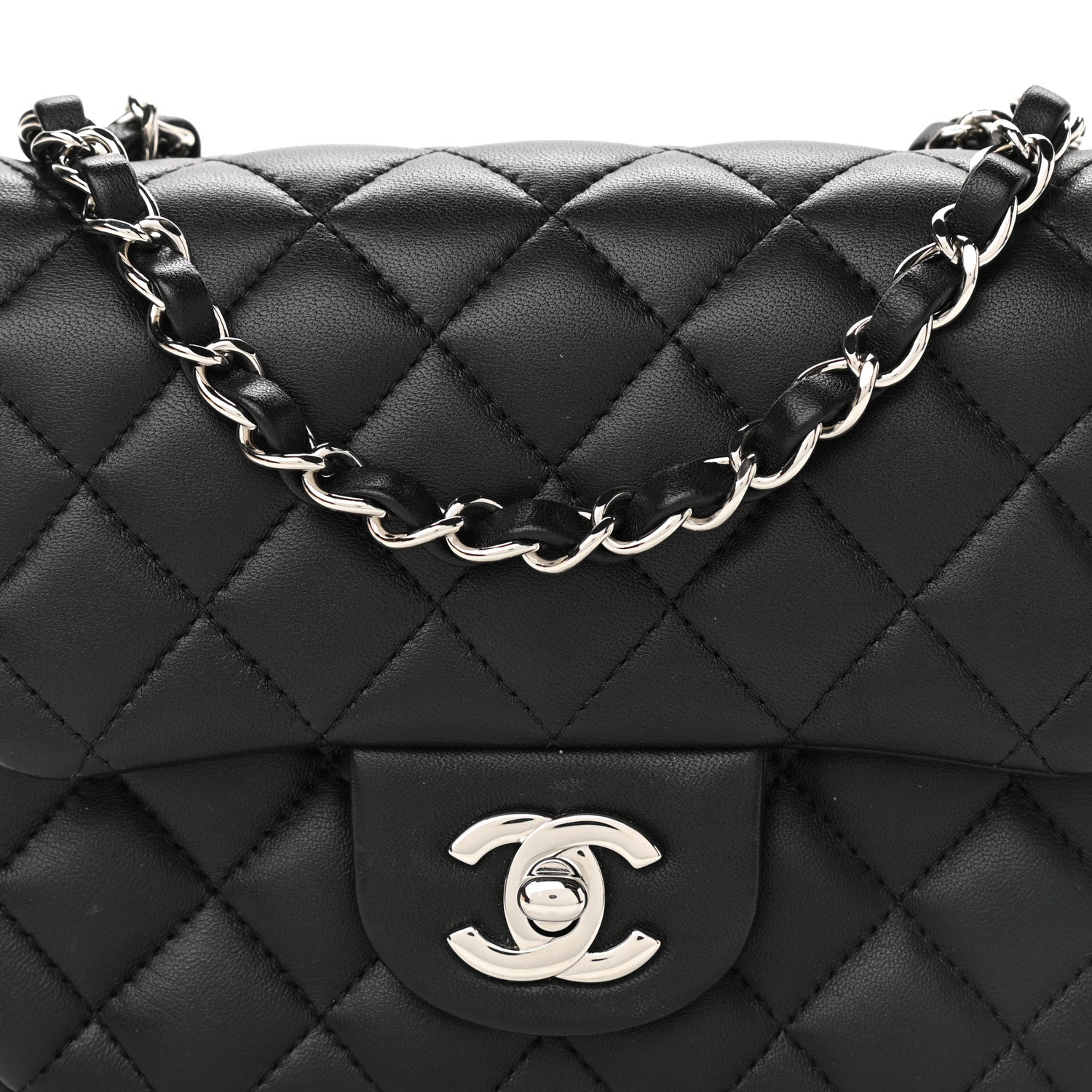 Chanel Lambskin Quilted Mini Square Flap Black 8 of 13