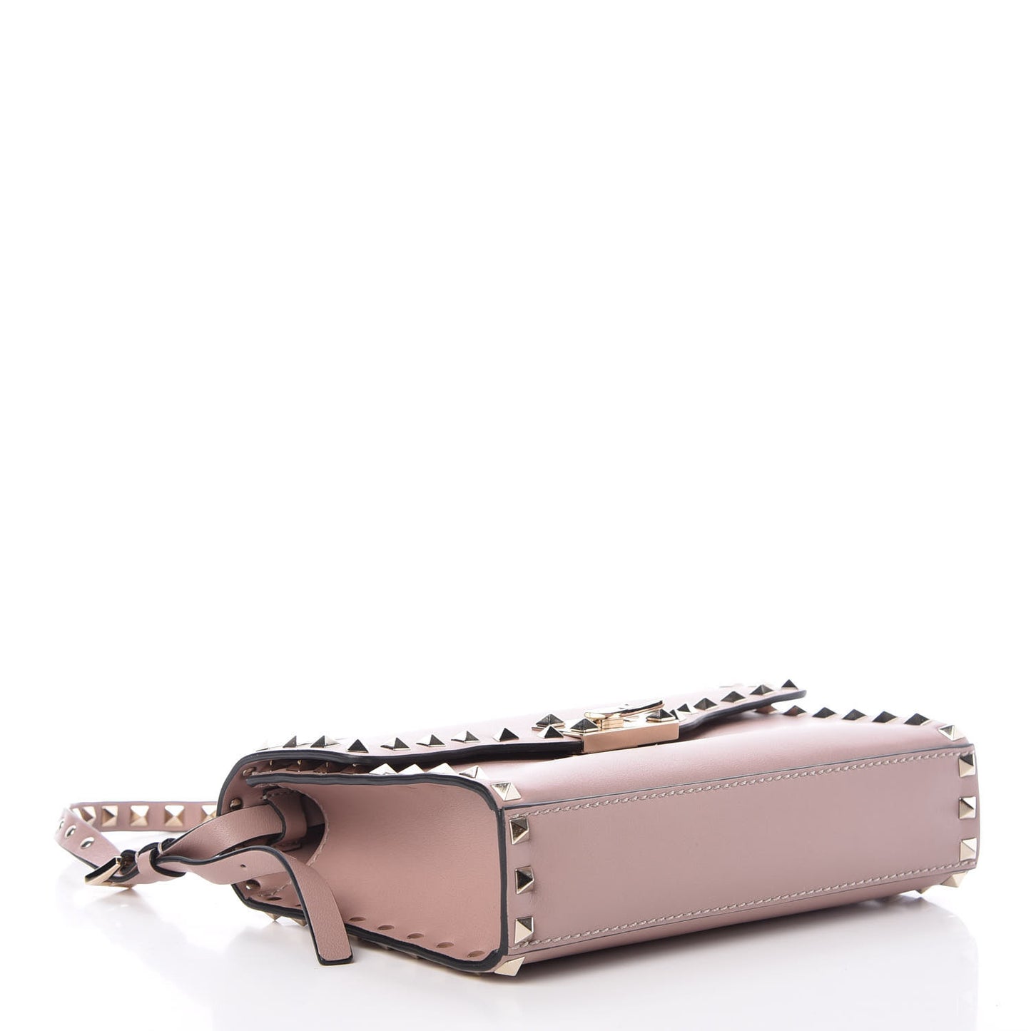 Vitello Medium Rockstud Flip Lock Crossbody Bag Poudre
