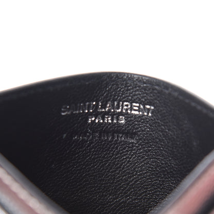 Saint Laurent Metallic Grain De Poudre Matelasse Chevron Monogram Credit Card Case Argento 6 of 12
