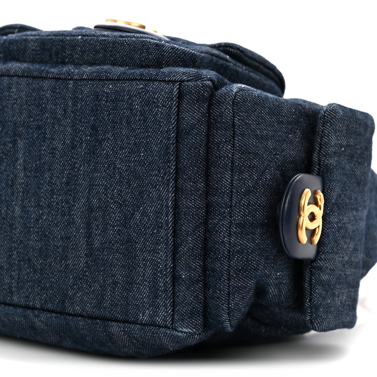 Chanel Washed Denim Quilted Cargo Large Hobo Dark Blue 10 of 10