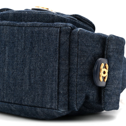 Chanel Washed Denim Quilted Cargo Large Hobo Dark Blue 10 of 10