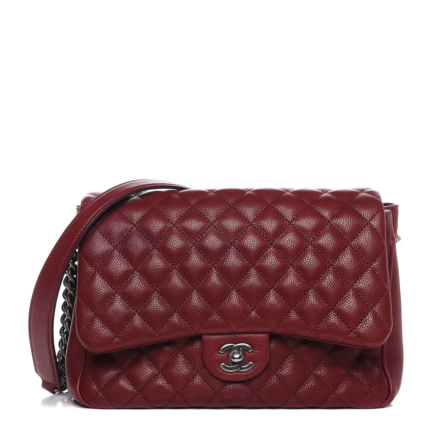 Caviar Quilted Medium Rock In Rome Single Flap Burgundy