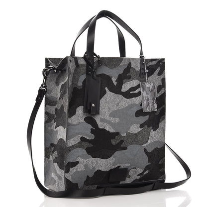 Valentino Garavani Felt Camouflage Rockstud Vertical Tote Grey 3 of 8
