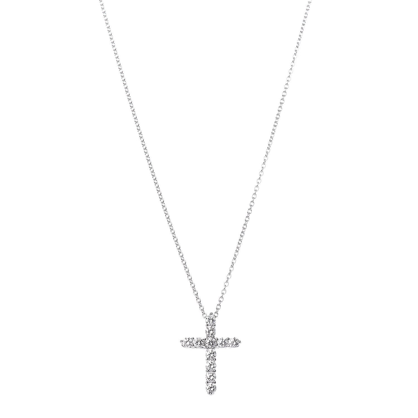 Platinum Diamond Small Cross Pendant Necklace