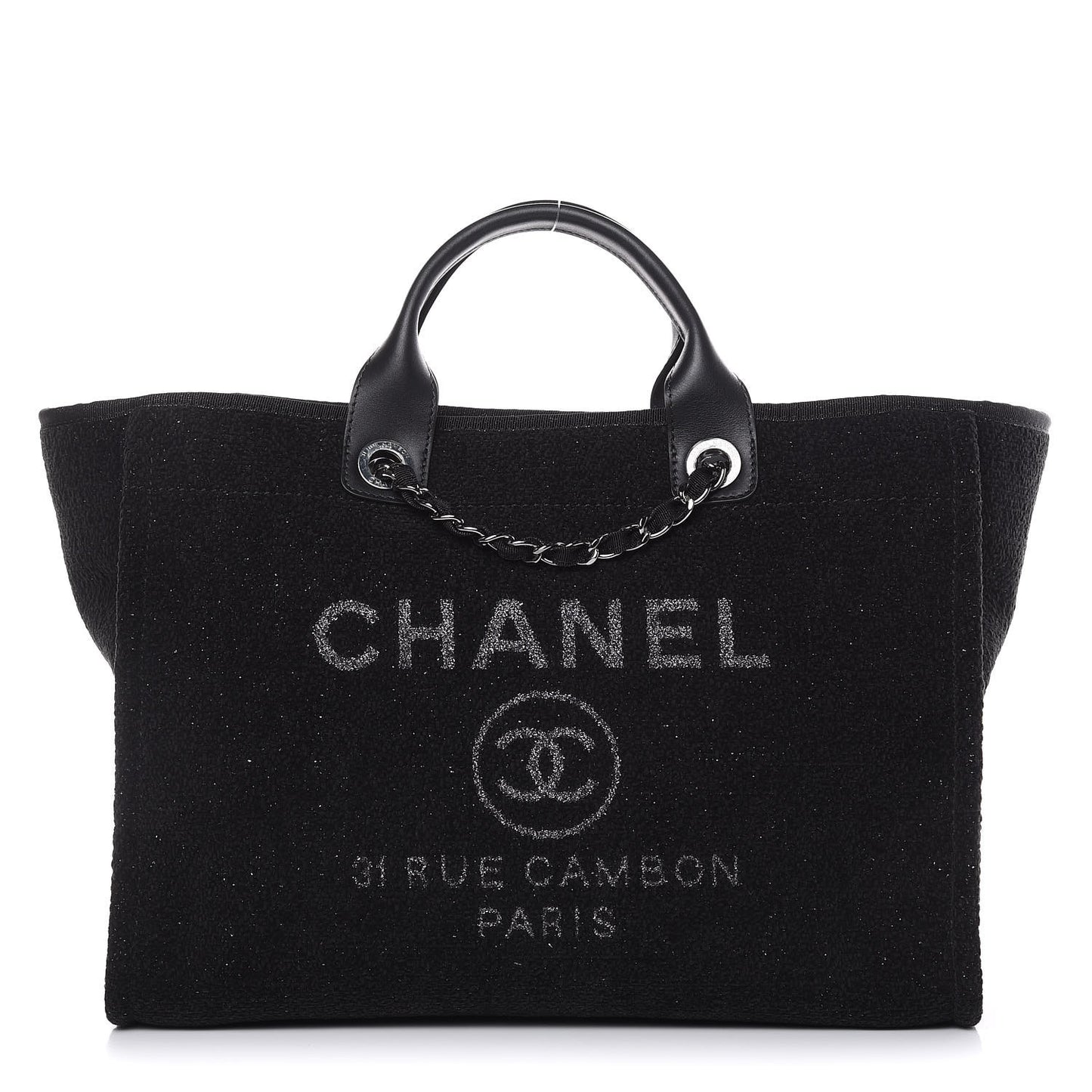 Lurex Boucle Large Deauville Tote Black