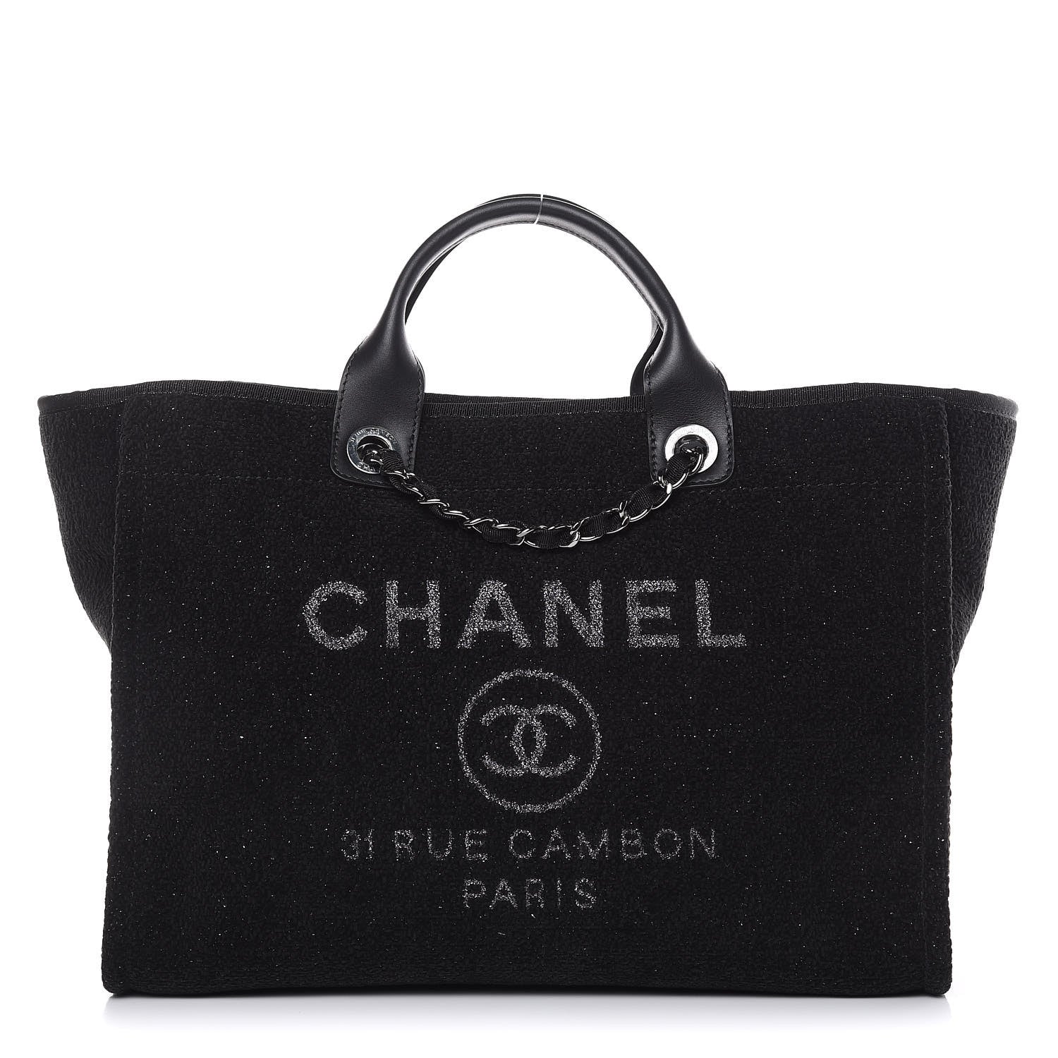 Chanel Lurex Boucle Large Deauville Tote Black 1 of 10