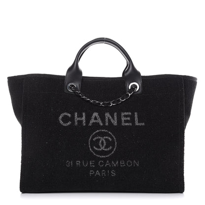 Chanel Lurex Boucle Large Deauville Tote Black 1 of 10