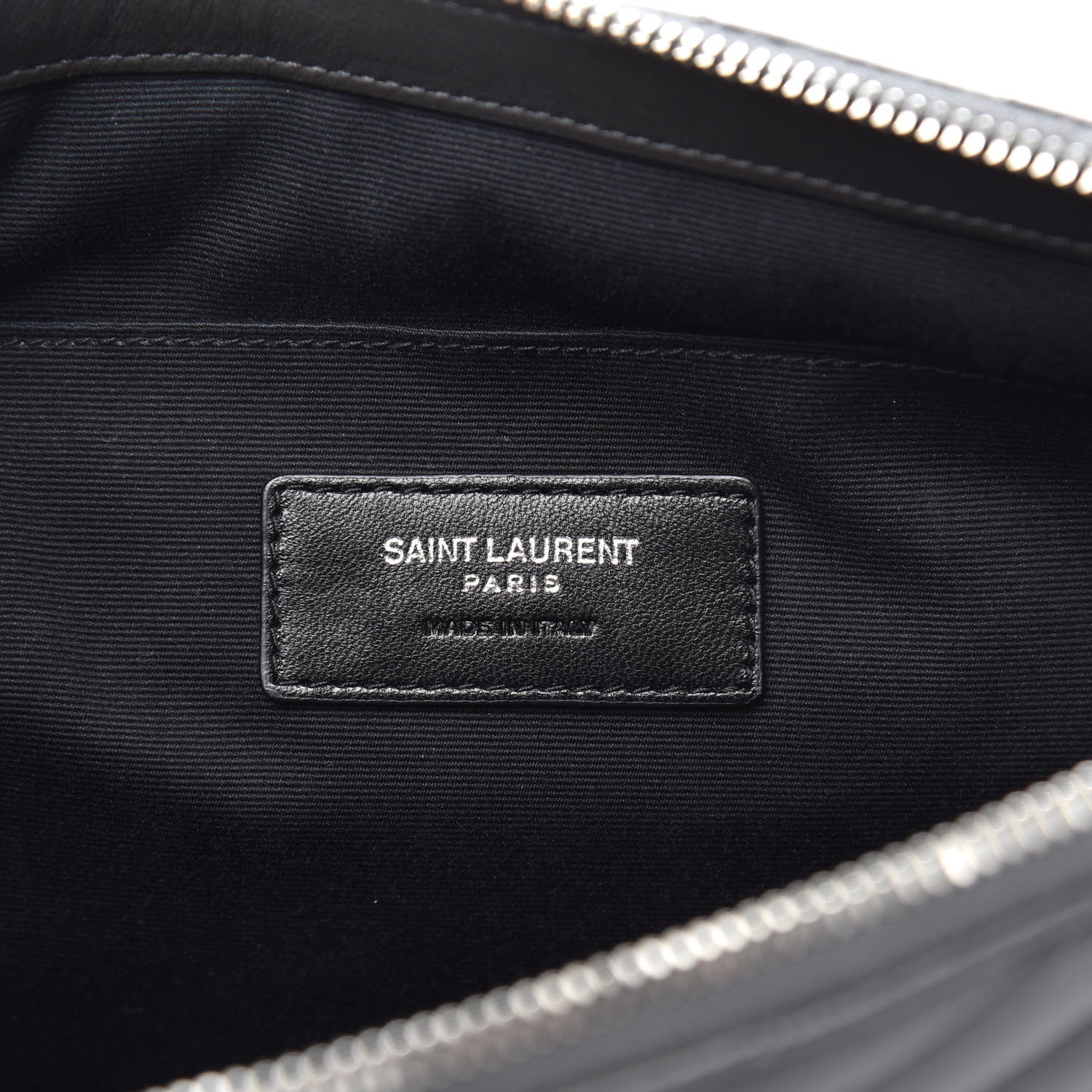 Saint Laurent Calfskin Matelasse Chevron Cassandre Monogram Document Holder Coal 6 of 8