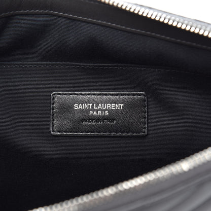 Saint Laurent Calfskin Matelasse Chevron Cassandre Monogram Document Holder Coal 6 of 8