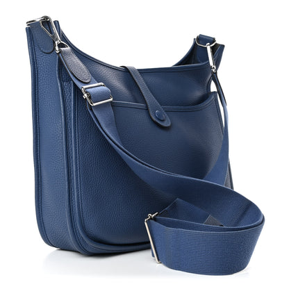Hermes Taurillon Clemence Evelyne III PM Bleu Brighton 2 of 7