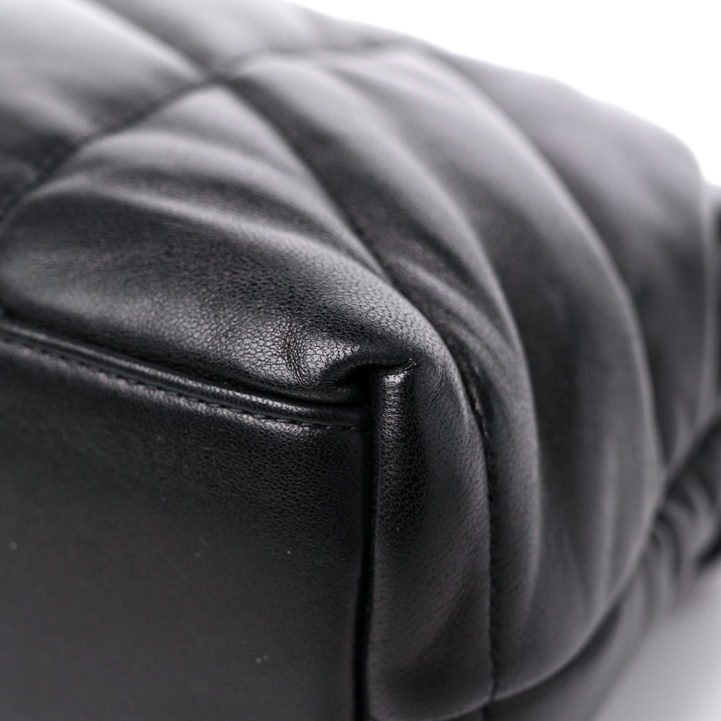 Lambskin Quilted Small Loulou Puffer Monogram Chain Satchel Black