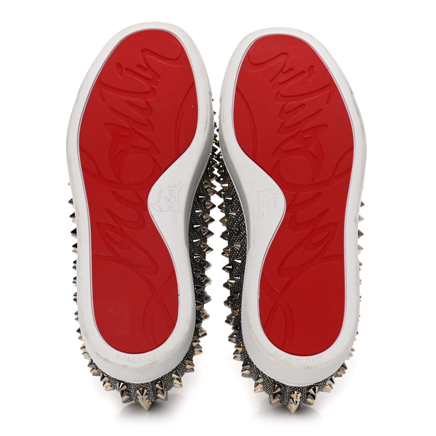 Christian Louboutin Glitter Chain Spikes Womens Roller Boat Flat 38.5 Roche Multicolor 5 of 8