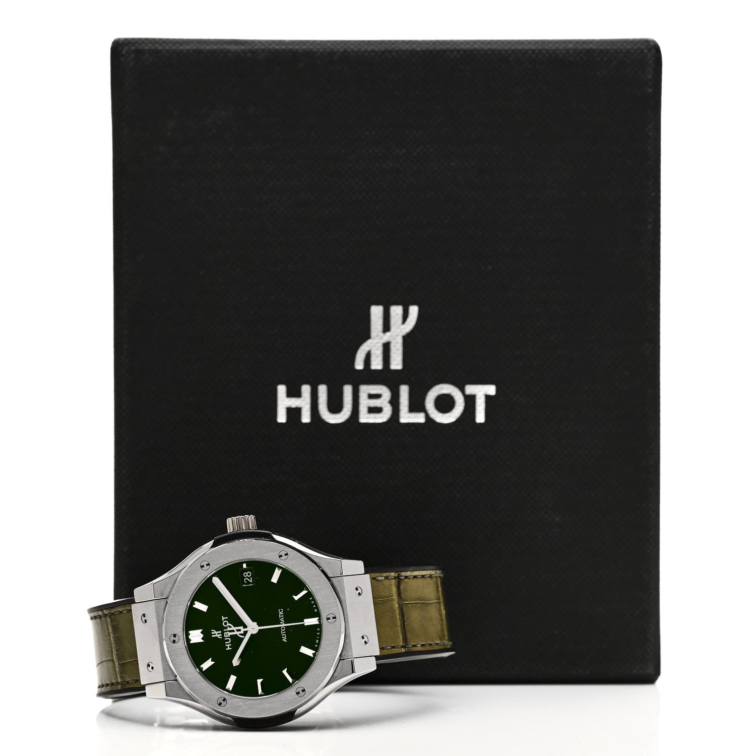 Hublot Titanium Alligator 38mm Classic Fusion Automatic Watch Green 565.NX.8970.LR 5 of 5