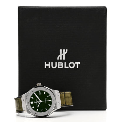 Hublot Titanium Alligator 38mm Classic Fusion Automatic Watch Green 565.NX.8970.LR 5 of 5