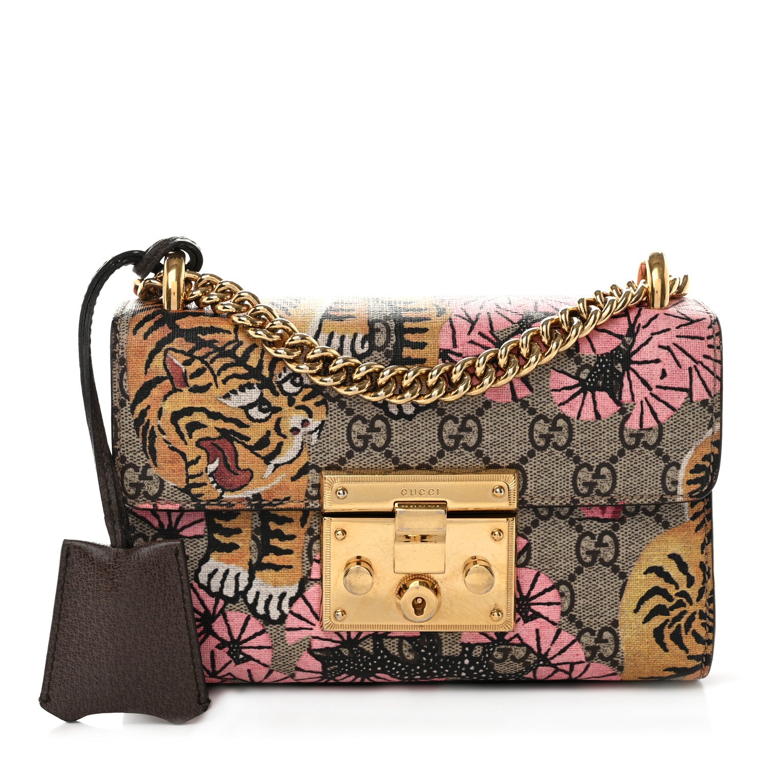 Gucci GG Supreme Monogram Bengal Small Padlock Shoulder Bag Beige Pink 1 of 14