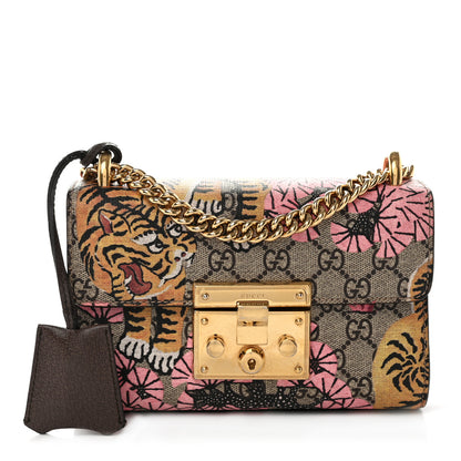 Gucci GG Supreme Monogram Bengal Small Padlock Shoulder Bag Beige Pink 1 of 14