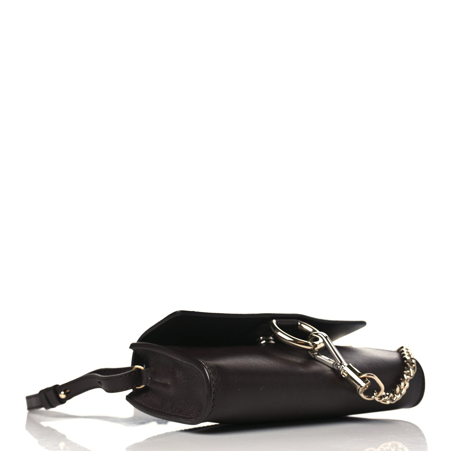 Suede Calfskin Mini Faye Shoulder Bag Carbon Brown
