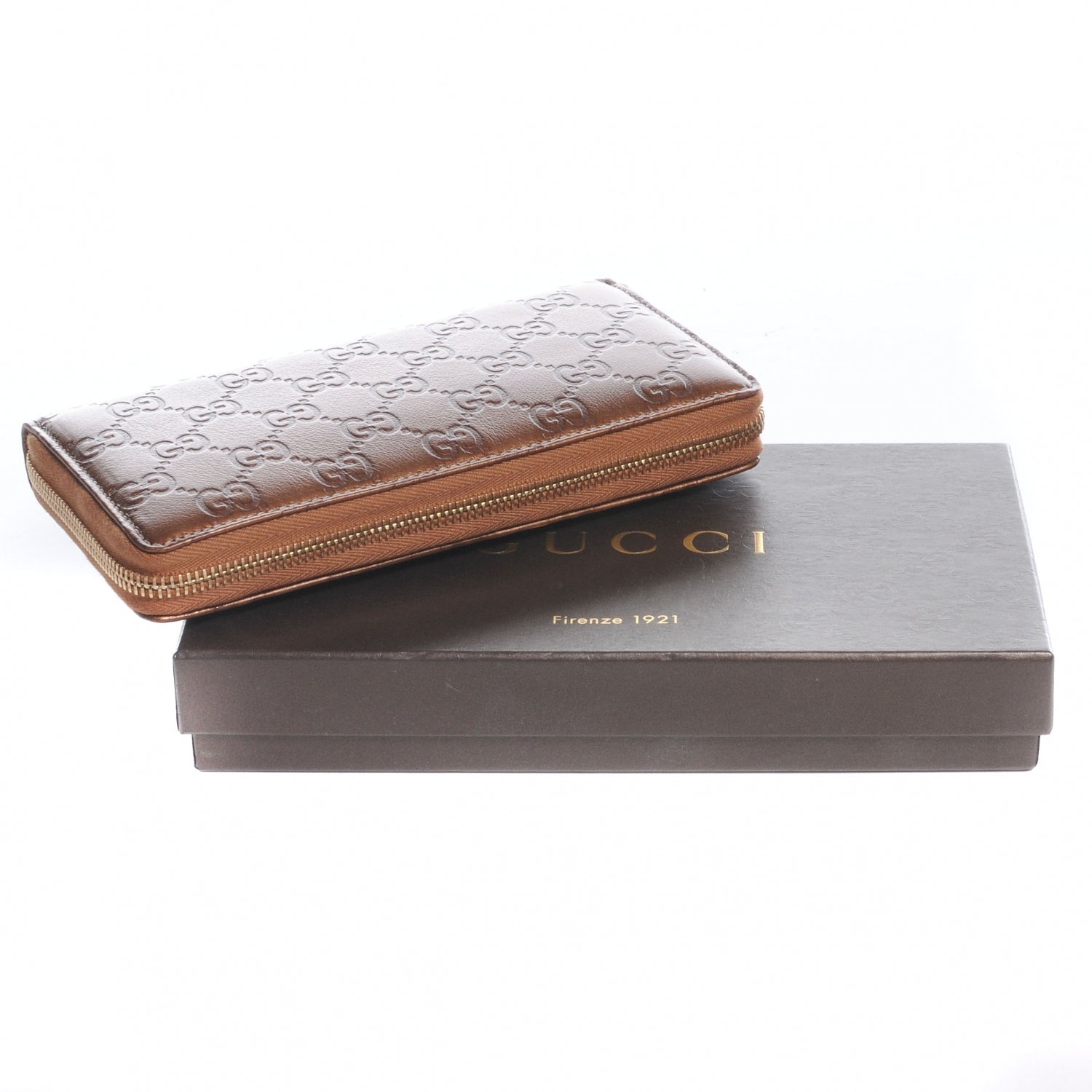Gucci Guccissima Zip Around Wallet Metallic Bronze 5 of 8