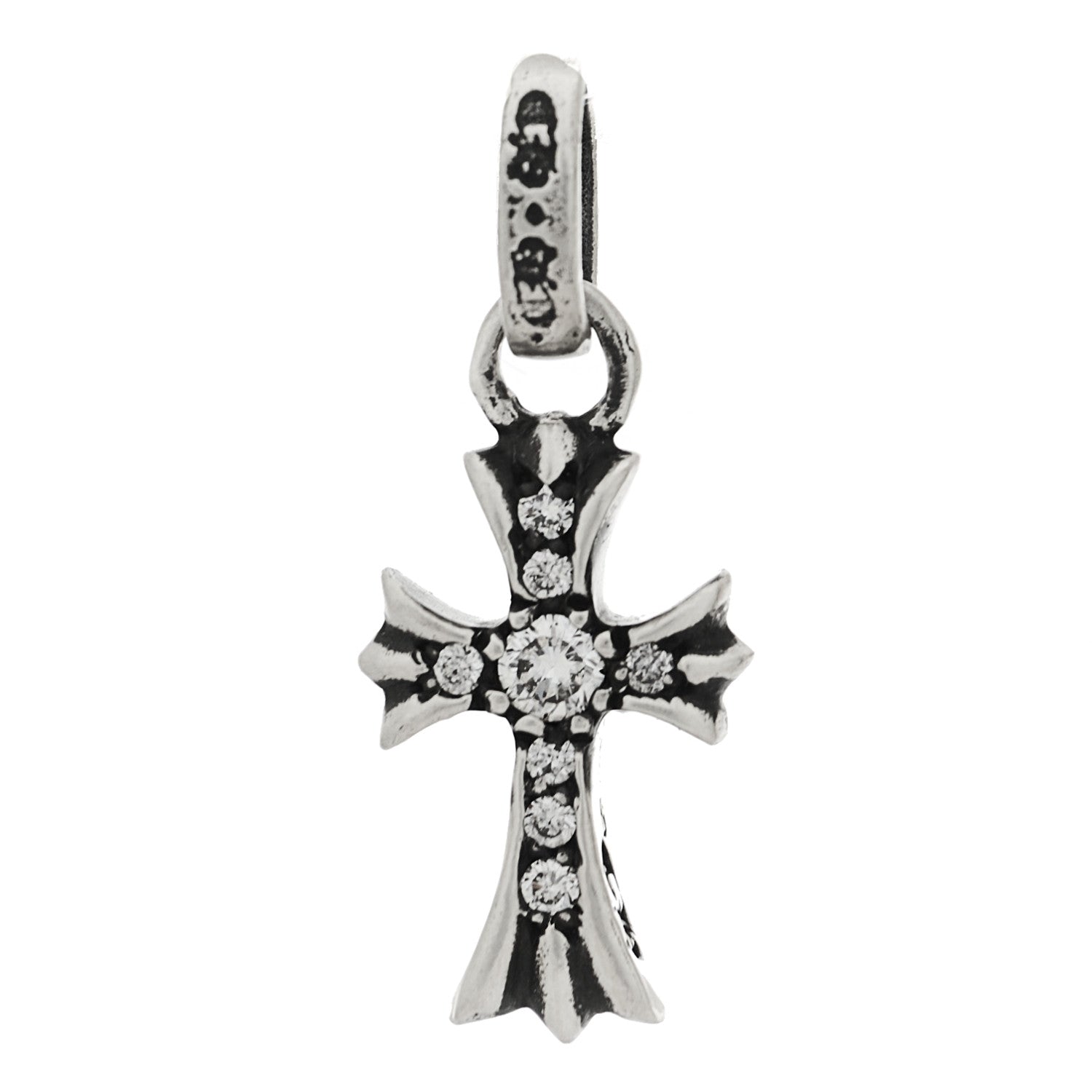 Chrome Hearts Sterling Silver Diamond Baby Fat Cross Pave Pendant 1 of 5